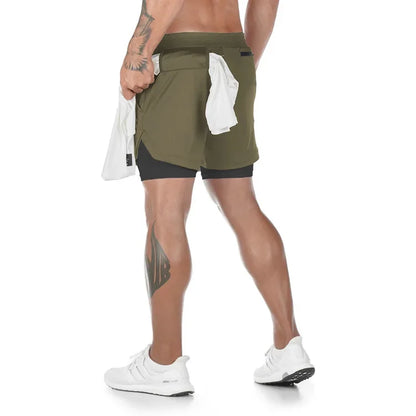 Mens Quick-Dry 2-in-1 Summer Shorts - Casual Fitness Jogging Bottoms - ZOOMNSTORE
