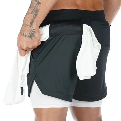 Mens Quick-Dry 2-in-1 Summer Shorts - Casual Fitness Jogging Bottoms - ZOOMNSTORE