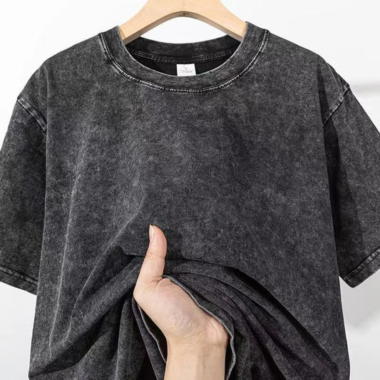 Men's Summer T-Shirt - Heavy Cotton Tee | Oversized Vintage Washed Shirt, Breathable Cotton - ZOOMNSTORE