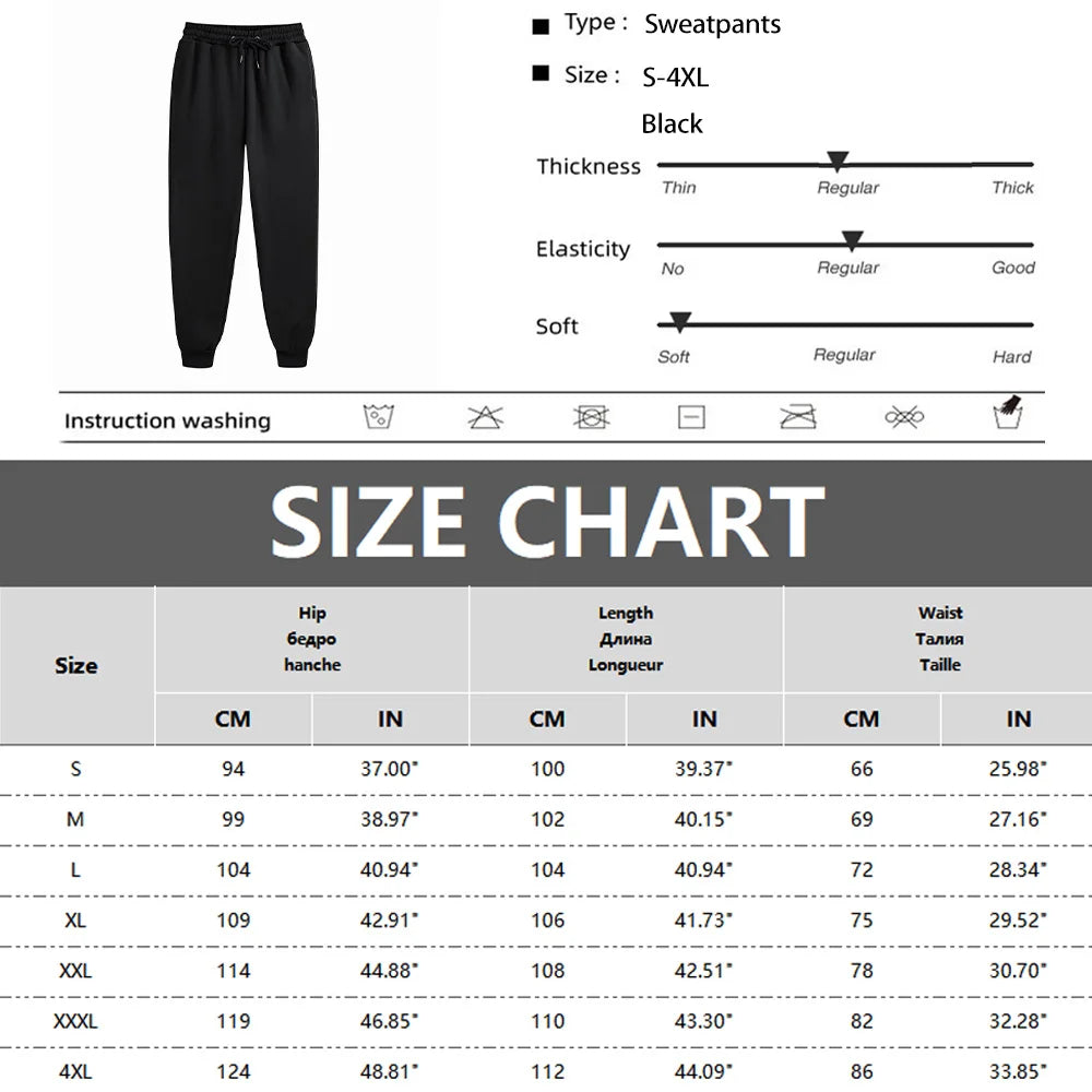 Men's Sweatpants Spring Autumn Fleece Pants Sport Long Pants Casual Drawstring Pockets Trousers Oversize Sweatpants For Men - ZOOMNSTORE