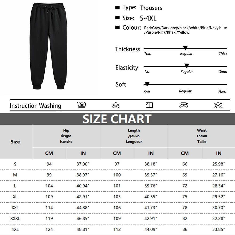 Men's Sweatpants Spring Autumn Fleece Pants Sport Long Pants Casual Drawstring Pockets Trousers Oversize Sweatpants For Men - ZOOMNSTORE