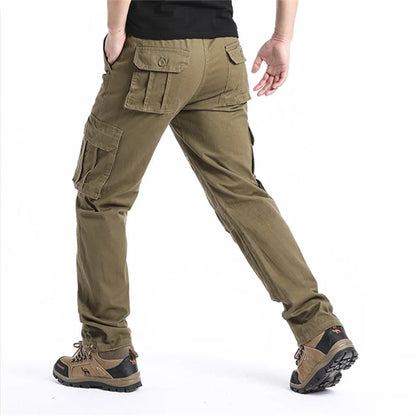 Men's Tactical Cargo Pants - Loose Fit Elastic Waist Cotton Work Trousers - ZOOMNSTORE