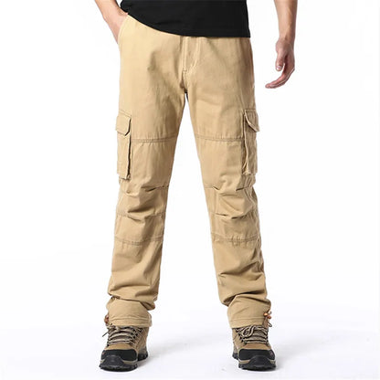 Men's Tactical Cargo Pants - Loose Fit Elastic Waist Cotton Work Trousers - ZOOMNSTORE