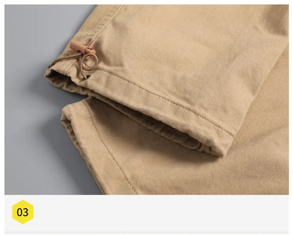 Men's Tactical Cargo Pants - Loose Fit Elastic Waist Cotton Work Trousers - ZOOMNSTORE
