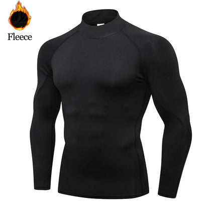 Men's Thermal T-Shirt - Long Sleeve High Neck Turtleneck | Breathable Winter Sportswear - ZOOMNSTORE