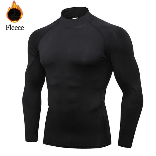 Men's Thermal T-Shirt - Long Sleeve High Neck Turtleneck | Breathable Winter Sportswear - ZOOMNSTORE