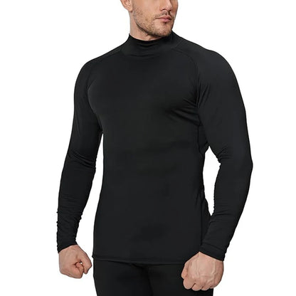 Men's Thermal T-Shirt - Long Sleeve High Neck Turtleneck | Breathable Winter Sportswear - ZOOMNSTORE