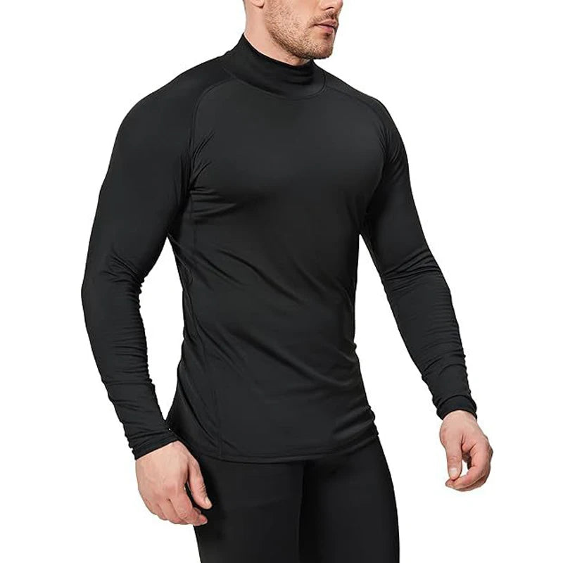 Men's Thermal T-Shirt - Long Sleeve High Neck Turtleneck | Breathable Winter Sportswear - ZOOMNSTORE