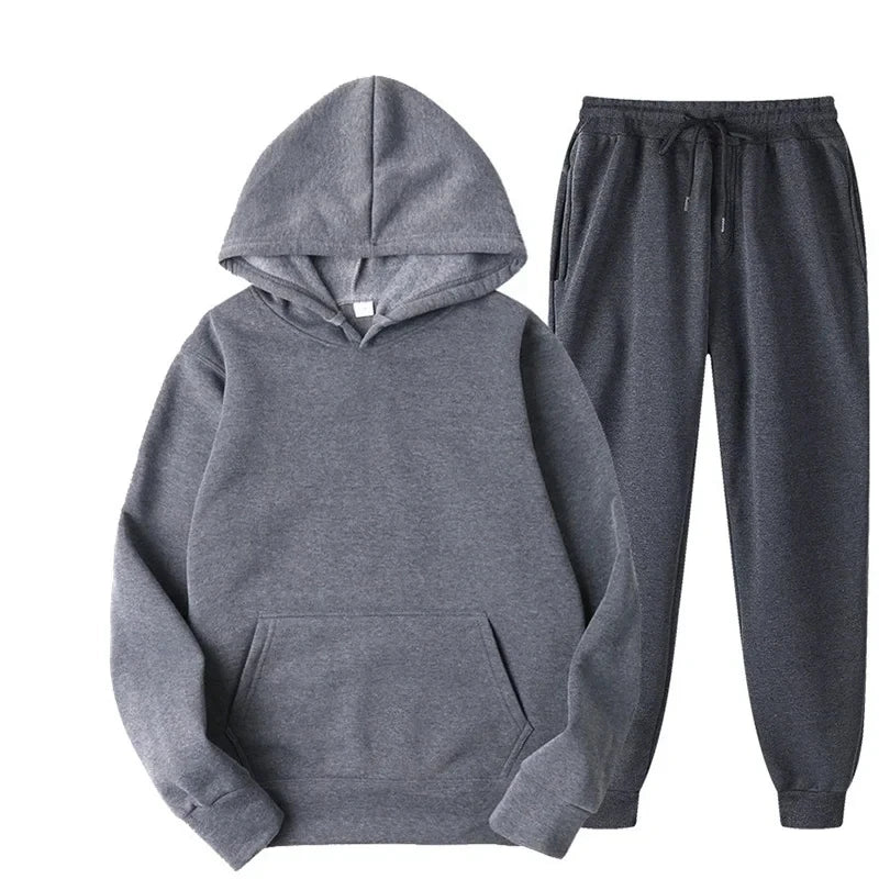 Men's Tracksuit - Autumn Winter Hoodie And Joggers Two-Piece Pullover Set - ZOOMNSTORE