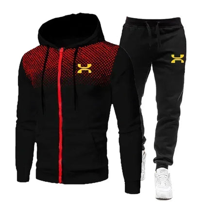Men's Tracksuit - Autumn Winter Sportswear Set With Fleece Lined Jacket & Jogger Pants - ZOOMNSTORE