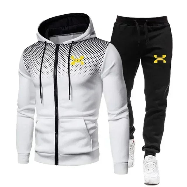 Men's Tracksuit - Autumn Winter Sportswear Set With Fleece Lined Jacket & Jogger Pants - ZOOMNSTORE