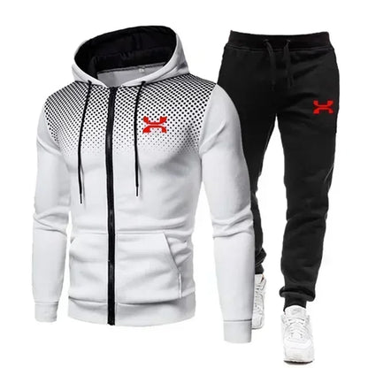 Men's Tracksuit - Autumn Winter Sportswear Set With Fleece Lined Jacket & Jogger Pants - ZOOMNSTORE