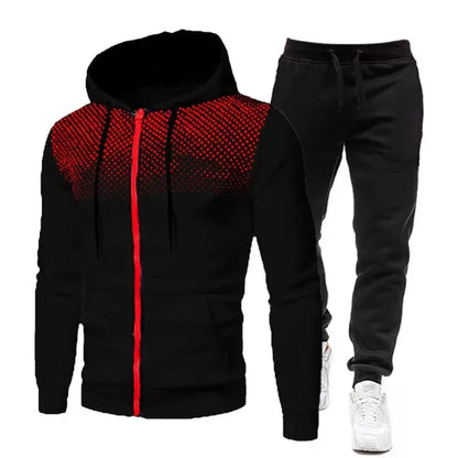 Men's Tracksuit Set – Hooded Sweatshirt & Zipper Sweatpants Casual Fitness Wear - ZOOMNSTORE