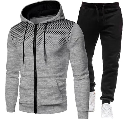Men's Tracksuit Set – Hooded Sweatshirt & Zipper Sweatpants Casual Fitness Wear - ZOOMNSTORE