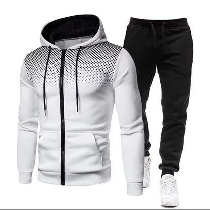 Men's Tracksuit Set – Hooded Sweatshirt & Zipper Sweatpants Casual Fitness Wear - ZOOMNSTORE