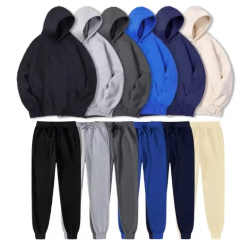 Men's Tracksuit Set – Winter Fitness Jogging Set With Long Sleeve Pullover & Athletic Trousers - ZOOMNSTORE