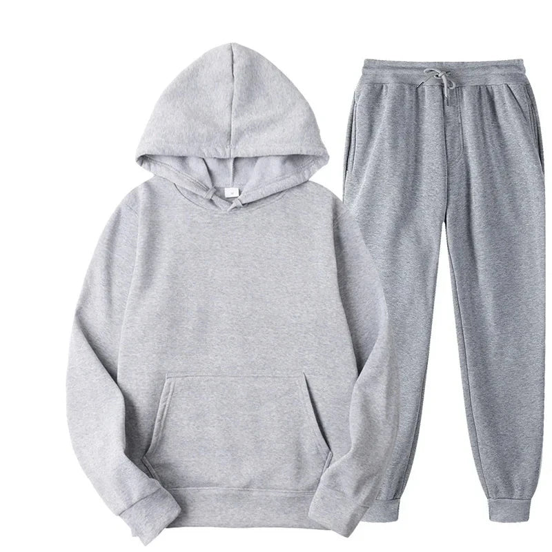 Men's Tracksuit Set – Winter Fitness Jogging Set With Long Sleeve Pullover & Athletic Trousers - ZOOMNSTORE