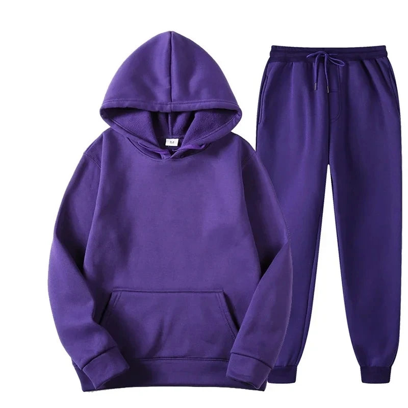 Men's Tracksuit Set – Winter Fitness Jogging Set With Long Sleeve Pullover & Athletic Trousers - ZOOMNSTORE
