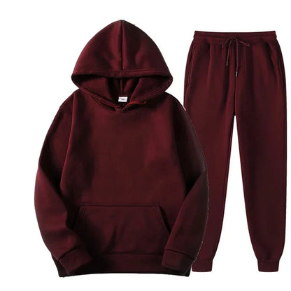Men's Tracksuit Set – Winter Fitness Jogging Set With Long Sleeve Pullover & Athletic Trousers - ZOOMNSTORE