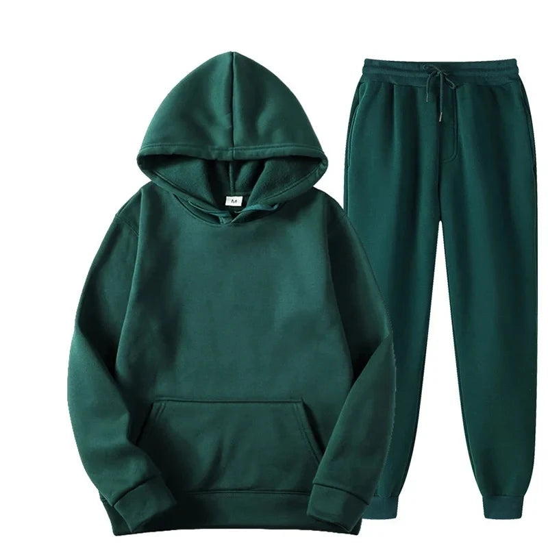 Men's Tracksuit Set – Winter Fitness Jogging Set With Long Sleeve Pullover & Athletic Trousers - ZOOMNSTORE