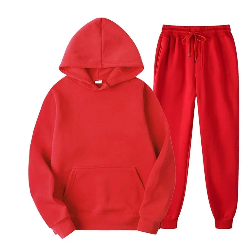 Men's Tracksuit Set – Winter Fitness Jogging Set With Long Sleeve Pullover & Athletic Trousers - ZOOMNSTORE