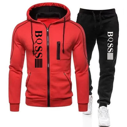 Men's Tracksuit Set – Zipper Cardigan Jacket & Elastic Waist Sweatpants | Autumn Fitness Outfit - ZOOMNSTORE