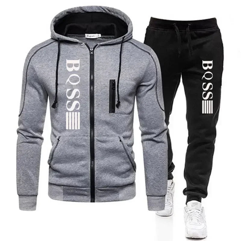 Men's Tracksuit Set – Zipper Cardigan Jacket & Elastic Waist Sweatpants | Autumn Fitness Outfit - ZOOMNSTORE