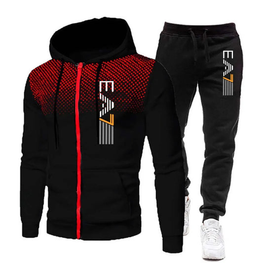 Men's Tracksuit - Zipper Hoodie Jacket & Jogger Pants | Fitness Gym Clothing, Casual Sportswear - ZOOMNSTORE