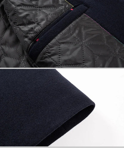 Men's Trench Coat - Business Casual Jacket With Stand Collar, Warm Wool Blend - ZOOMNSTORE