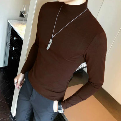 Men's Turtleneck Shirt - Slim Fit Pullover Long Sleeve | Lightweight Knitwear Tee - ZOOMNSTORE