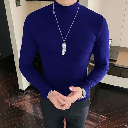 Men's Turtleneck Shirt - Slim Fit Pullover Long Sleeve | Lightweight Knitwear Tee - ZOOMNSTORE