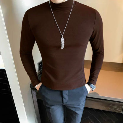 Men's Turtleneck Shirt - Slim Fit Pullover Long Sleeve | Lightweight Knitwear Tee - ZOOMNSTORE