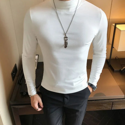 Men's Turtleneck Shirt - Slim Fit Pullover Long Sleeve | Lightweight Knitwear Tee - ZOOMNSTORE