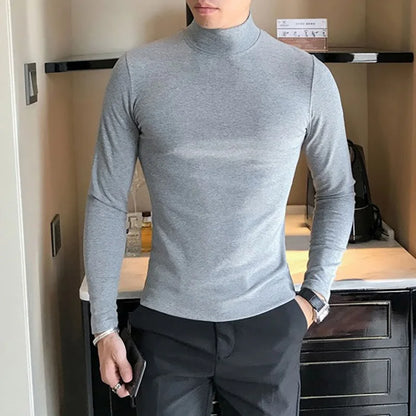 Men's Turtleneck Shirt - Slim Fit Pullover Long Sleeve | Lightweight Knitwear Tee - ZOOMNSTORE