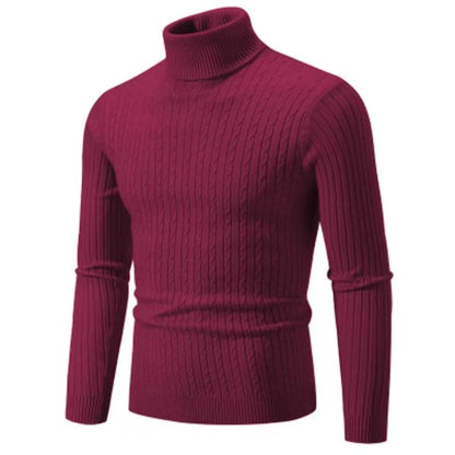 2025 New Men's High Neck Sweater Solid Color Pullover Knitted Warm Casual Turtleneck Sweatwear Woolen Mens Winter Outdoor Tops - ZOOMNSTORE