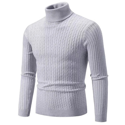 2025 New Men's High Neck Sweater Solid Color Pullover Knitted Warm Casual Turtleneck Sweatwear Woolen Mens Winter Outdoor Tops - ZOOMNSTORE