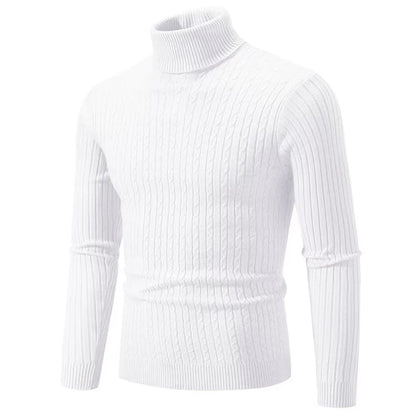 2025 New Men's High Neck Sweater Solid Color Pullover Knitted Warm Casual Turtleneck Sweatwear Woolen Mens Winter Outdoor Tops - ZOOMNSTORE