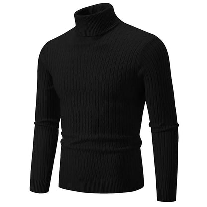 2025 New Men's High Neck Sweater Solid Color Pullover Knitted Warm Casual Turtleneck Sweatwear Woolen Mens Winter Outdoor Tops - ZOOMNSTORE