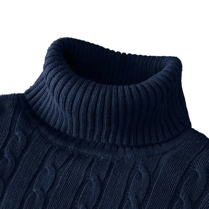 Autumn Men's Long Sleeve Knitted Sweaters Men's Slim Fit Turtleneck Sweater Casual Pullover Sweater Lightweight Ribbed Sweater - ZOOMNSTORE