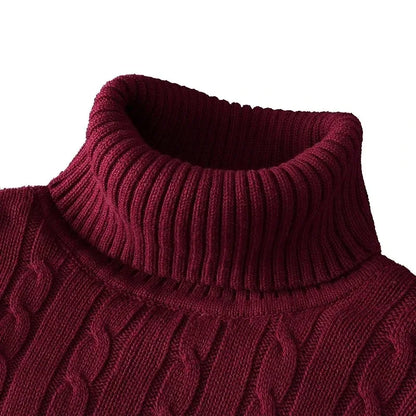 Autumn Men's Long Sleeve Knitted Sweaters Men's Slim Fit Turtleneck Sweater Casual Pullover Sweater Lightweight Ribbed Sweater - ZOOMNSTORE