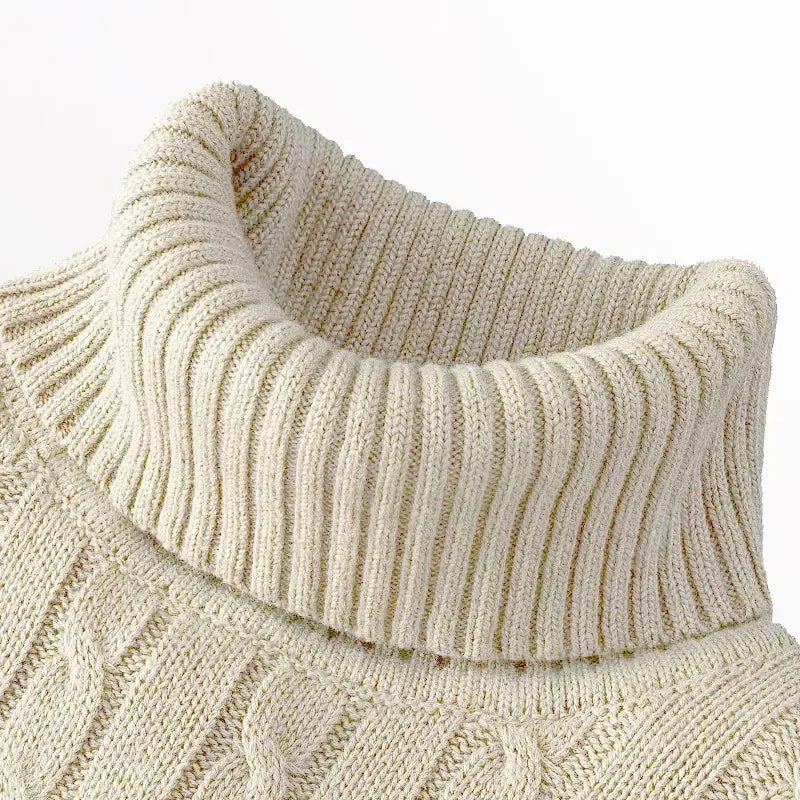 Autumn Men's Long Sleeve Knitted Sweaters Men's Slim Fit Turtleneck Sweater Casual Pullover Sweater Lightweight Ribbed Sweater - ZOOMNSTORE