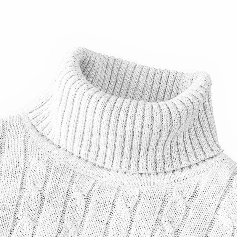 Autumn Men's Long Sleeve Knitted Sweaters Men's Slim Fit Turtleneck Sweater Casual Pullover Sweater Lightweight Ribbed Sweater - ZOOMNSTORE