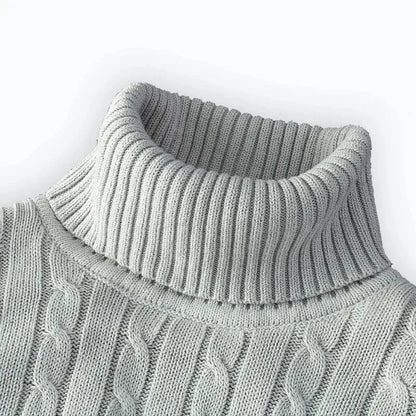 Autumn Men's Long Sleeve Knitted Sweaters Men's Slim Fit Turtleneck Sweater Casual Pullover Sweater Lightweight Ribbed Sweater - ZOOMNSTORE