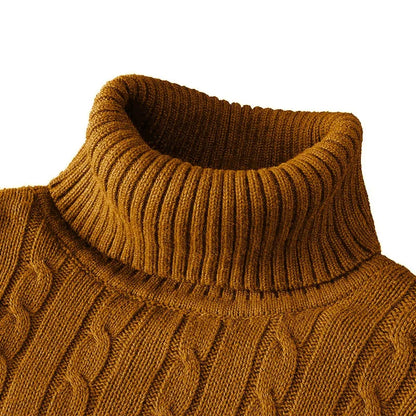 Autumn Men's Long Sleeve Knitted Sweaters Men's Slim Fit Turtleneck Sweater Casual Pullover Sweater Lightweight Ribbed Sweater - ZOOMNSTORE