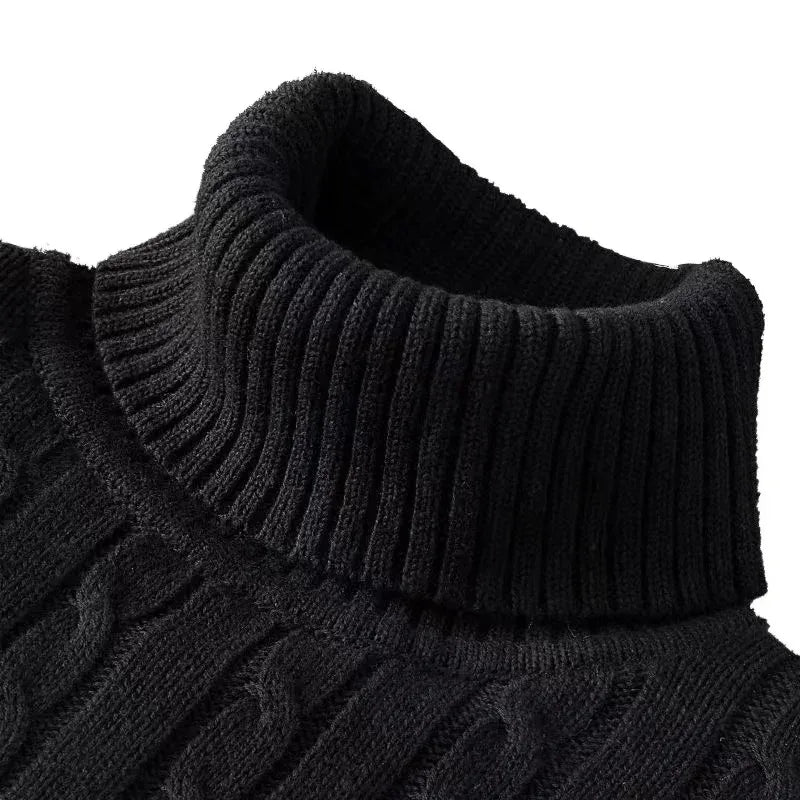 Autumn Men's Long Sleeve Knitted Sweaters Men's Slim Fit Turtleneck Sweater Casual Pullover Sweater Lightweight Ribbed Sweater - ZOOMNSTORE
