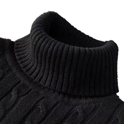 Autumn Men's Long Sleeve Knitted Sweaters Men's Slim Fit Turtleneck Sweater Casual Pullover Sweater Lightweight Ribbed Sweater - ZOOMNSTORE