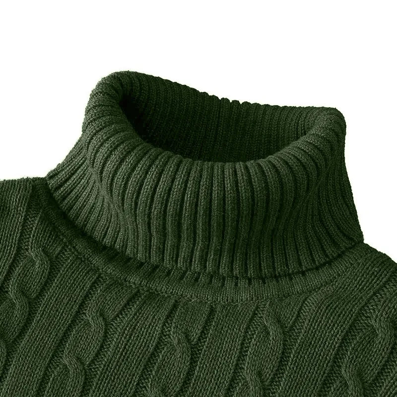 Autumn Men's Long Sleeve Knitted Sweaters Men's Slim Fit Turtleneck Sweater Casual Pullover Sweater Lightweight Ribbed Sweater - ZOOMNSTORE