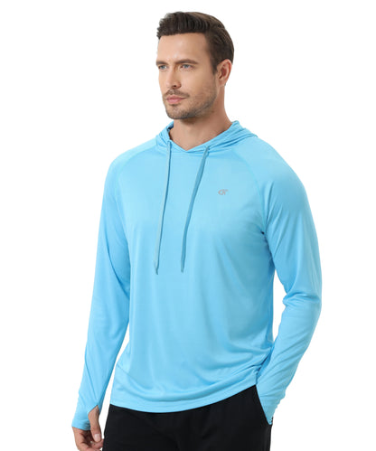 Mens UPF 50 Long Sleeve Hoodie - Quick Dry Lightweight Rash Guard for Outdoor Sports - ZOOMNSTORE