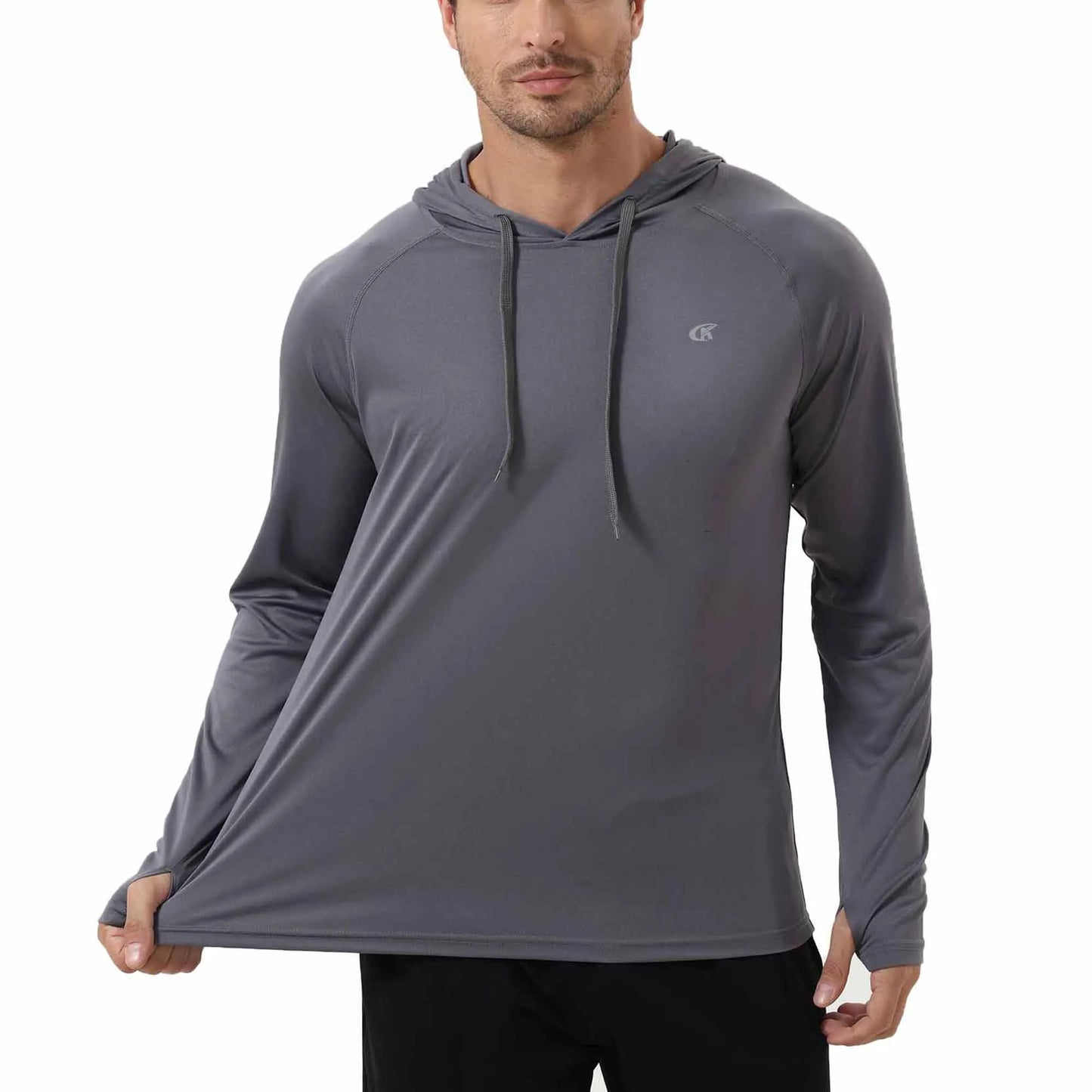 Mens UPF 50 Long Sleeve Hoodie - Quick Dry Lightweight Rash Guard for Outdoor Sports - ZOOMNSTORE