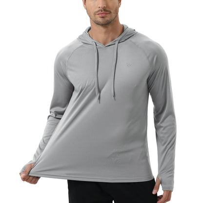 Mens UPF 50 Long Sleeve Hoodie - Quick Dry Lightweight Rash Guard for Outdoor Sports - ZOOMNSTORE